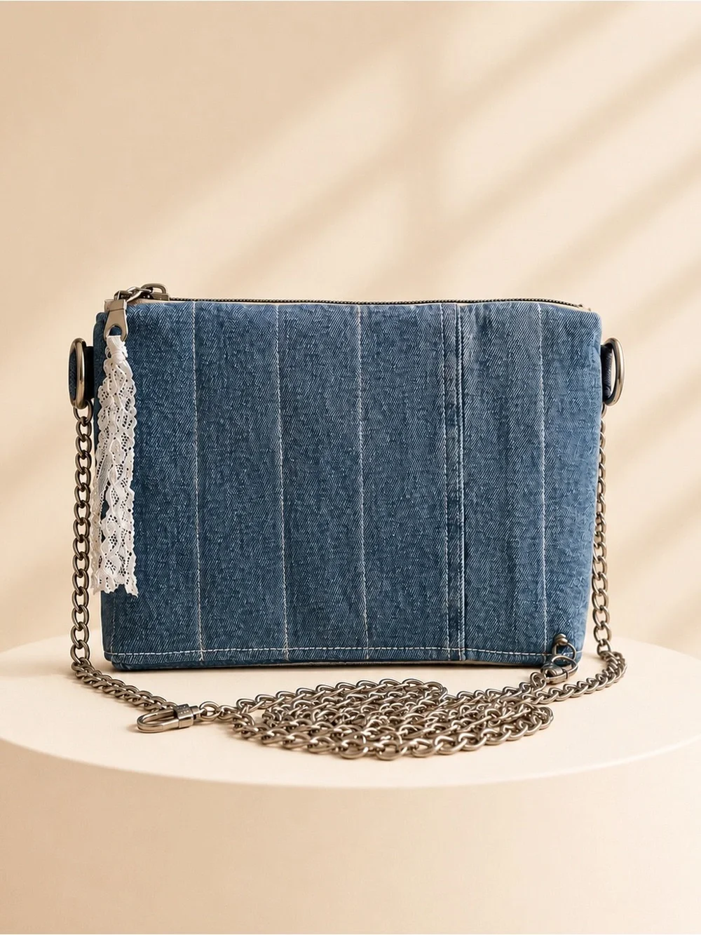 One-of-a-Kind Lace & Floral Denim Crossbody Bag